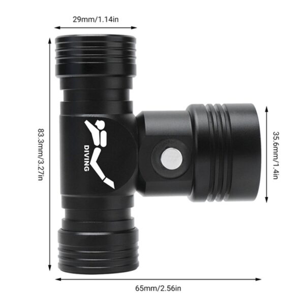 YWXLight 60 m onderwaterfotografie Video-opvulkoplamp Duikzaklamp met batterijweergavefunctie (koplamp + batterij + oplader) - Afbeelding 4