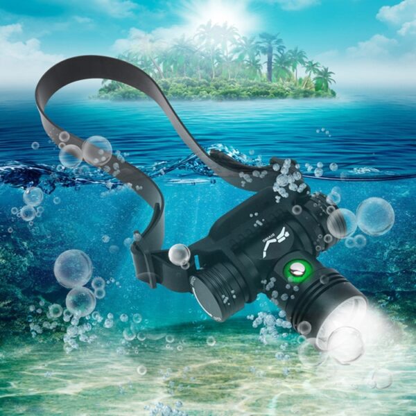 YWXLight 60 m onderwaterfotografie Video-opvulkoplamp Duikzaklamp met batterijweergavefunctie (koplamp + batterij + oplader) - Afbeelding 7