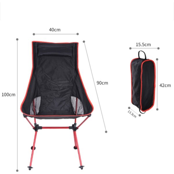 Outdoor Draagbare Opvouwbare Camping Stoel Licht Vissen Strandstoel Luchtvaart Aluminium Rugleuning Recliner, Camping Chair(blue), Camping Chair(green), Camping Chair(orange), Camping Chair(red) - Afbeelding 4