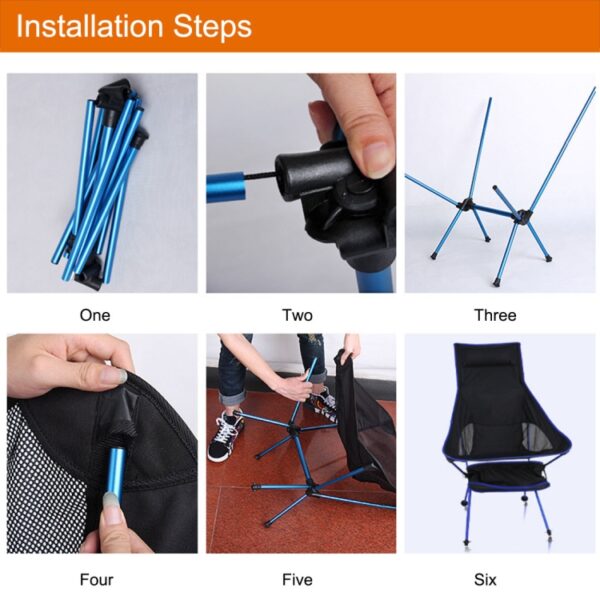 Outdoor Draagbare Opvouwbare Camping Stoel Licht Vissen Strandstoel Luchtvaart Aluminium Rugleuning Recliner, Camping Chair(blue), Camping Chair(green), Camping Chair(orange), Camping Chair(red) - Afbeelding 6