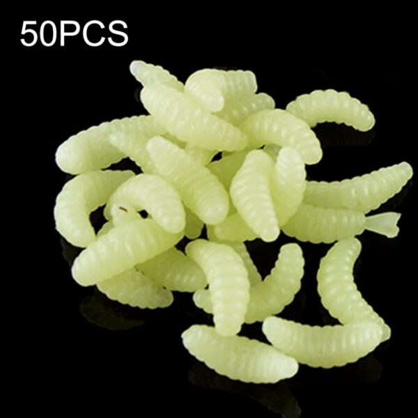 HENGJIA SO106 50 PCS 20mm Simulatie Brood Aas Wormen Crescent Zacht Aas Paard Vis Worm Aas Vistuig