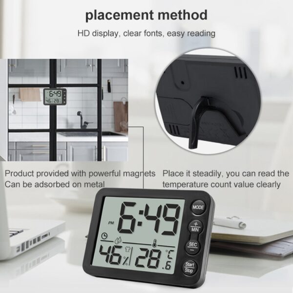 TS-9606-WR groot scherm alarmtimer temperatuur-vochtigheidsmeter (wit rood) - Afbeelding 5
