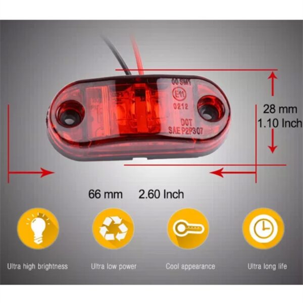 10 STKS 10-30 V Auto Vrachtwagen Aanhangwagen Piranha LED Zijmarkeringsknipperlicht Gloeilamp, Rood Licht - Afbeelding 4