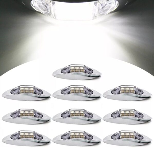 10 STKS DC 10-30 V Auto Vrachtwagen Aanhangwagen Piranha 3-LED Zijmarkeringsindicator Lichten Gloeilamp, Licht Kleur: Wit - Afbeelding 6