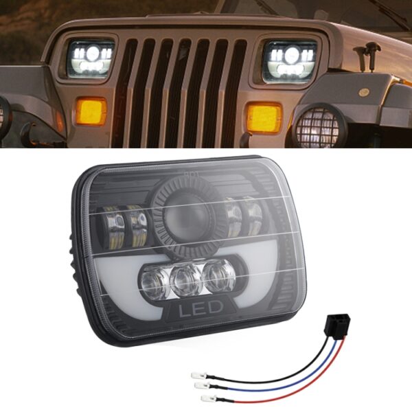 7 Inch 35W 4000LM 6000K + Amber Car Truck Vierkante LED-koplampen Werklampen Spotlight