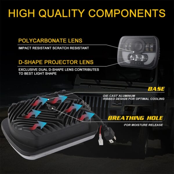 7 Inch 35W 4000LM 6000K + Amber Car Truck Vierkante LED-koplampen Werklampen Spotlight - Afbeelding 7