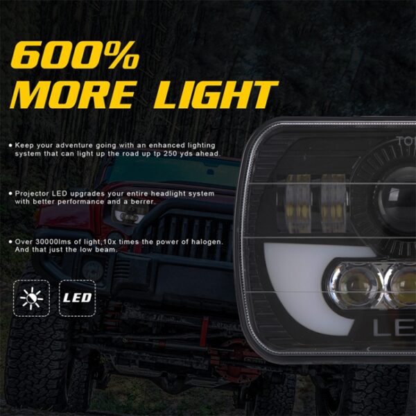 7 Inch 35W 4000LM 6000K + Amber Car Truck Vierkante LED-koplampen Werklampen Spotlight - Afbeelding 8