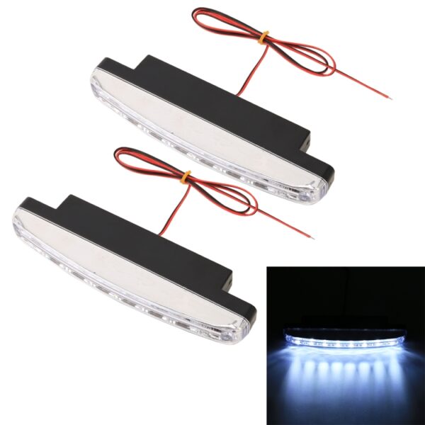 1 paar DC9-16V 2W 120LM 7000K 8 SMD-5050-LED's ronde auto DRL & draai licht