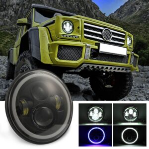 7 inch H4 / H13 DC 9 V-30 V 3000LM 6000 K 30 W IP67 4LED Lamp Kralen auto Ronde Vorm LED Koplamp Lampen voor Jeep Wrangler / Harley, met Angel Eye