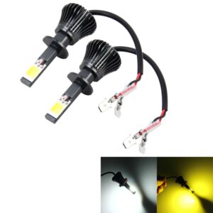 2 STUKS H1 DC 12V 6W 6000K + 3500K auto-led-mistlampen met dubbelzijdige COB-lampen (wit licht + geel licht)