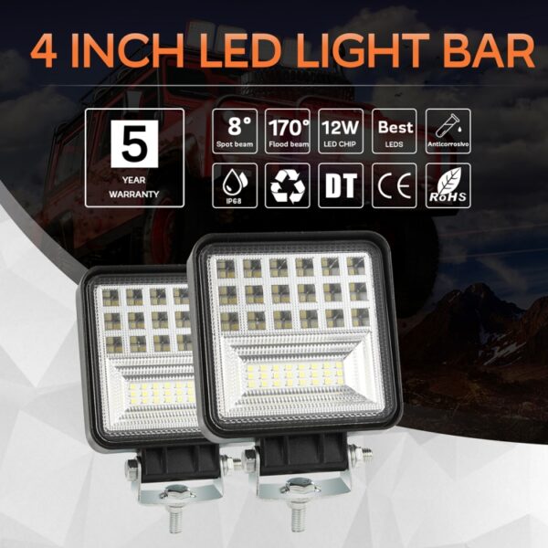 2 STKS 4 inch 20 W Spot / Schijnwerper Wit Licht Vierkante Waterdichte Auto SUV Werklampen Spotlight Led-lampen, DC 9-30 V - Afbeelding 11