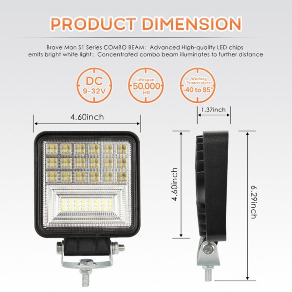 2 STKS 4 inch 20 W Spot / Schijnwerper Wit Licht Vierkante Waterdichte Auto SUV Werklampen Spotlight Led-lampen, DC 9-30 V - Afbeelding 5