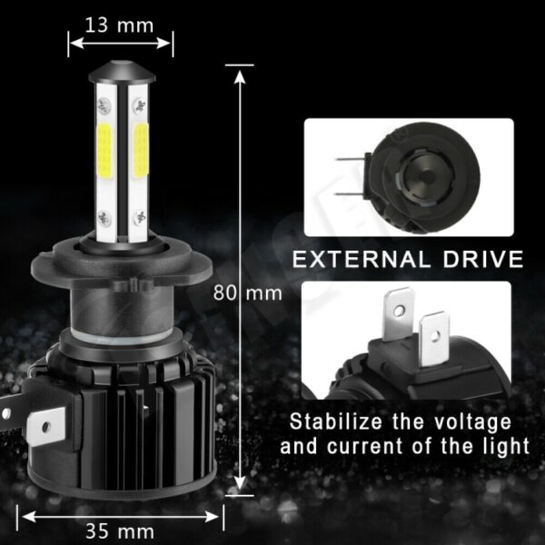 F8 H7 2 STUKS 22 W 3000LM 6000 K Vier Side DOB LED Koplamp Mistlampen Grootlicht Conversie Kit DC 9-32 V - Afbeelding 5