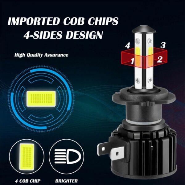 F8 H7 2 STUKS 22 W 3000LM 6000 K Vier Side DOB LED Koplamp Mistlampen Grootlicht Conversie Kit DC 9-32 V - Afbeelding 8