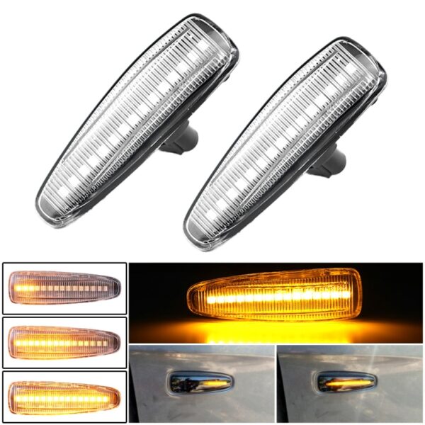 2 stks Voor Mitsubishi Lancer 2008-2018 Auto Dynamische LED Spatbord Zijlicht, For Mitsubishi Lancer 2008-2018 (Transparent), For Mitsubishi Lancer 2008-2018 (Transparent Black)