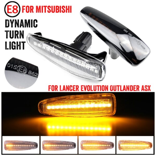 2 stks Voor Mitsubishi Lancer 2008-2018 Auto Dynamische LED Spatbord Zijlicht, For Mitsubishi Lancer 2008-2018 (Transparent), For Mitsubishi Lancer 2008-2018 (Transparent Black) - Afbeelding 3