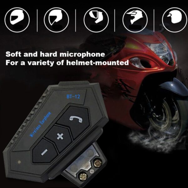 BT12 Motorhelm Bluetooth-headset Motorintercom Bluetooth-headset - Afbeelding 4