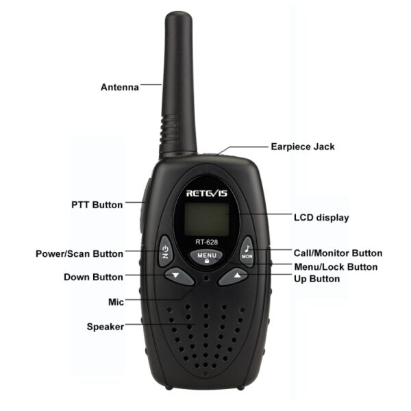 1 Paar RETEVIS RT628 0.5W EU Frequentie 446MHz 8CHS Handheld Kinderen Walkie Talkie, RT628(Black), RT628(White), RT628(Red) - Afbeelding 5