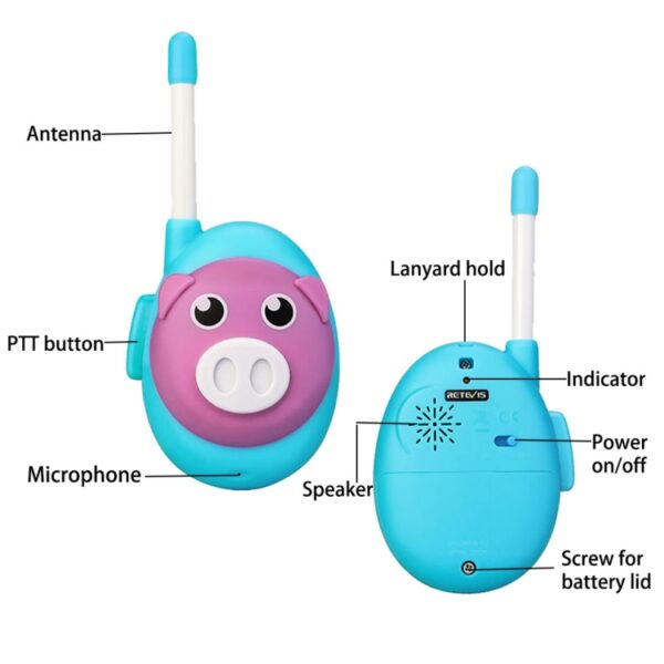 1 paar Retevis RB16 US Frequency FRS467 1CHS Licentievrije Cartoon Kinderen Handheld Walkie Talkie - Afbeelding 5
