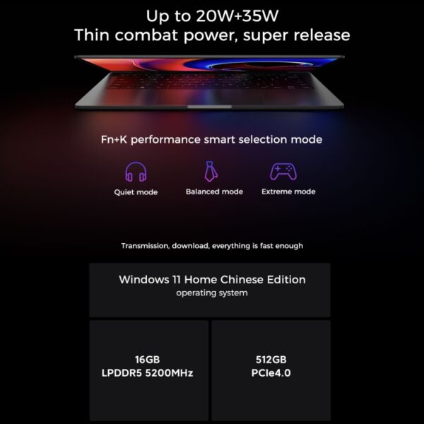 Xiaomi RedmiBook Pro 14-inch laptop, Windows 11 Home Chinese versie, Intel 12e generatie Core i7-12650H Deca Core MX550 discrete grafische kaart, i7-12650H MX550 - Afbeelding 7