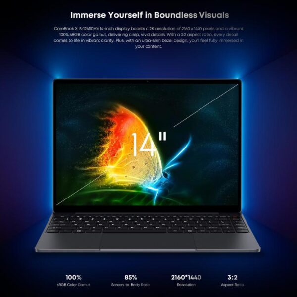 CHUWI CoreBook X 14 inch laptop, Windows 11 Intel 12e generatie Core i5-1235U Deca Core, i5-12450H 16GB+512GB - Afbeelding 3