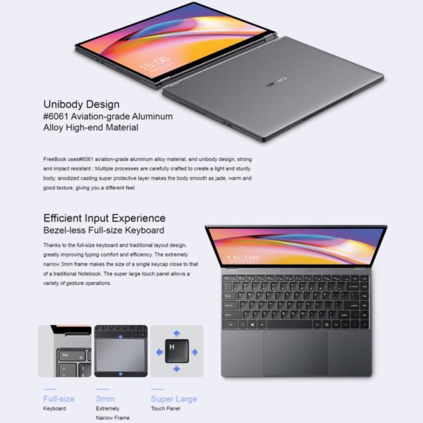 CHUWI FreeBook 13,5-inch yogalaptop, Windows 11 Intel Alder Lake-N N100 Quad Core, FreeBook 12GB+512GB - Afbeelding 15