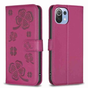 Leren telefoonhoesje met vier bladen in reliëf, For Xiaomi Mi 11 Lite, For Xiaomi Redmi Note 10 4G / 10S, For Xiaomi Redmi Note 10 Pro, For Xiaomi Poco M3, For Xiaomi Redmi K30S, For Xiaomi Mi 10T Lite, For Xiaomi Poco X3, For Xiaomi Redmi 9A...