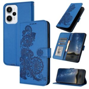 Datura Bloem Geëmbosseerd Flip Leren Telefoonhoesje, For Redmi Note 12 Turbo / Xiaomi Poco F5