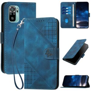 YX0080 Grid Butterfly reliëfpatroon Flip leren telefoonhoesje met koord, For Redmi Note 10 4G Global, For Redmi 9T