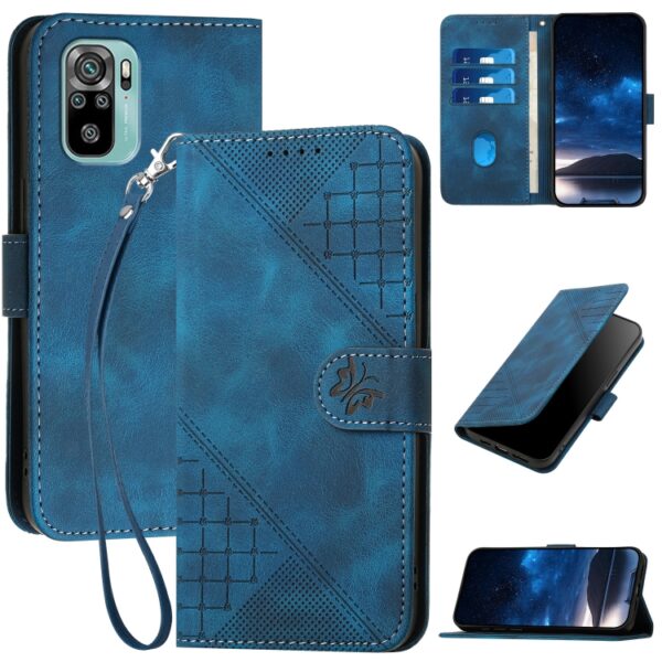 YX0080 Grid Butterfly reliëfpatroon Flip leren telefoonhoesje met koord, For Redmi Note 10 4G Global, For Redmi 9T
