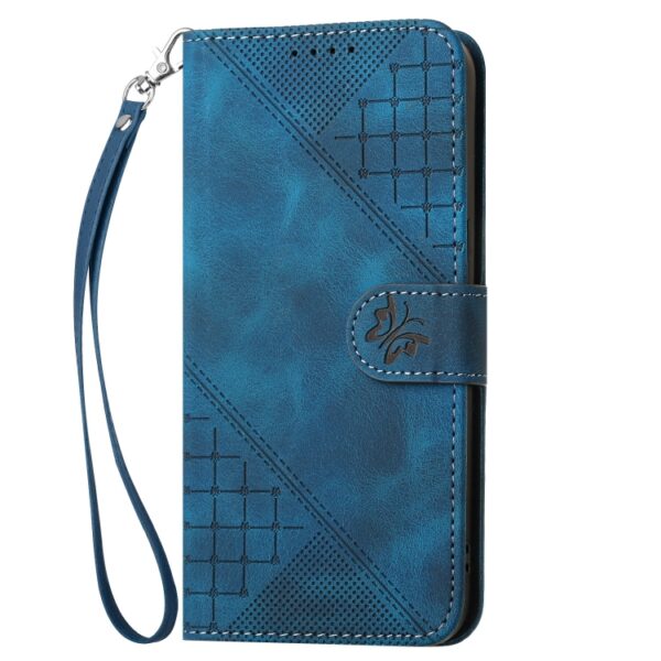 YX0080 Grid Butterfly reliëfpatroon Flip leren telefoonhoesje met koord, For Redmi Note 10 4G Global, For Redmi 9T - Afbeelding 2