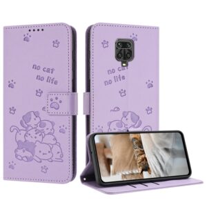Geëmbosseerd Kitten Telefoon Leren Hoesje met Lanyard, For Redmi Note 10 Lite, For Redmi Note 10 5G / Note 10T 5G, For Redmi Note 10 Pro