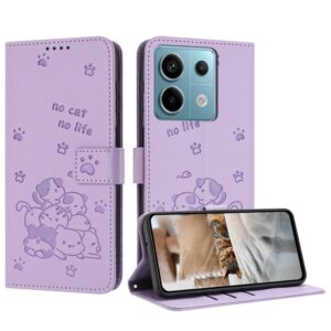 Geëmbosseerd Kitten Telefoon Leren Hoesje met Lanyard, For Redmi Note 13 5G Global, For Redmi Note 13 Pro+ 5G Global, For Redmi K60 Ultra, For Redmi 12 4G / Note 12R, For Redmi Note 12 Turbo, For Redmi Note 12S 4G Global, For Redmi Note 12 Pro 4G...