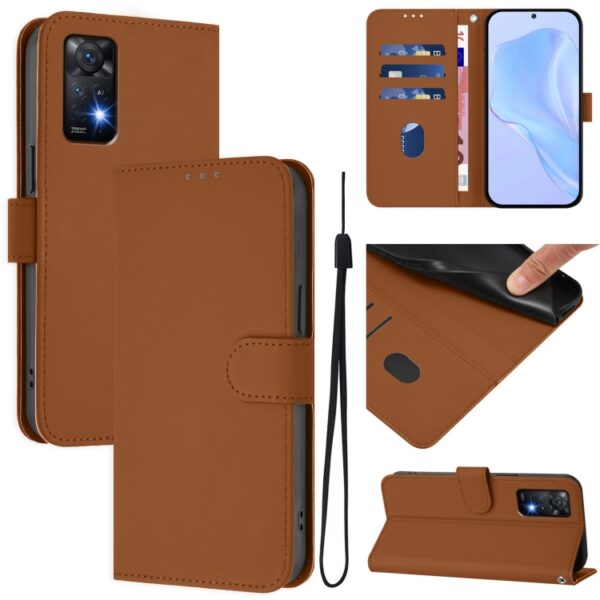 Skin Feel effen leren telefoonhoesje met koord, For Redmi Note 11 Pro 4G Global, For Redmi Note 12 4G Global, For Redmi A1 4G Global / A2 4G, For Redmi Note 12 Explorer, For Redmi Note 12 Pro Speed
