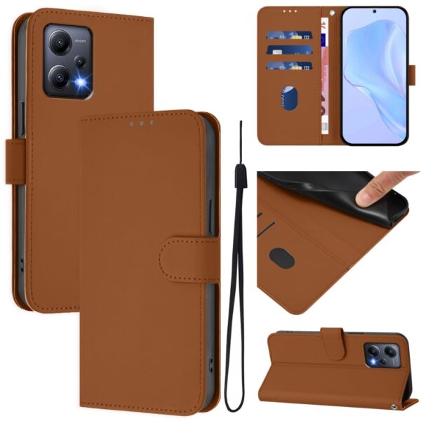 Skin Feel effen leren telefoonhoesje met koord, For Redmi Note 12 5G Global, For Redmi 12C / 11A, For Redmi 10 5G / Note 11E 5G, For Redmi K50 Ultra, For Redmi Note 10 4G / Note 10S 4G