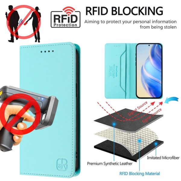 RC01 Dubbelgevouwen magnetische zuig RFID leren telefoonhoesje, For Redmi 12C / 11A, For Redmi K60 / K60 Pro, For Redmi Note 12 Explorer, For Redmi K50 Ultra / Xiaomi 12T / 12T Pro, For Redmi Note 11 Pro 5G / 4G / Global... - Afbeelding 5