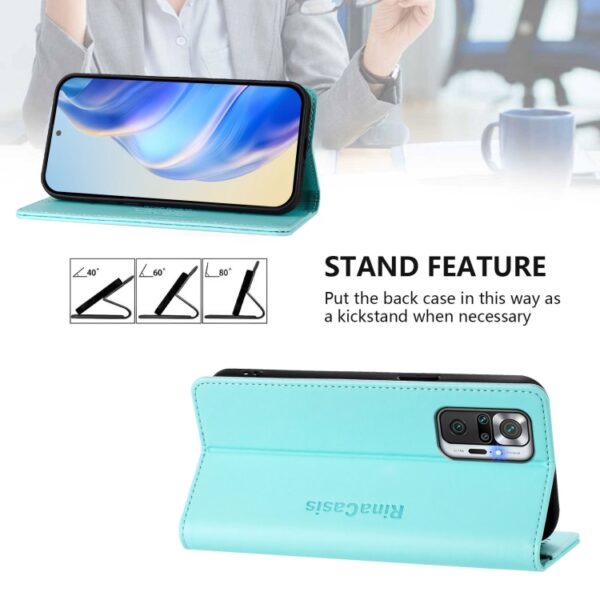 RC01 Dubbelgevouwen magnetische zuig RFID leren telefoonhoesje, For Redmi Note 10 Pro 4G / Note 10 Pro Max, For Redmi K40 / K40 Pro - Afbeelding 4