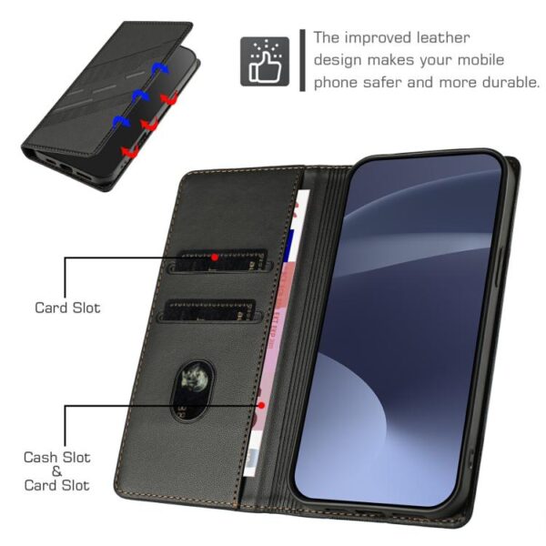Multi-functional Wallet Retro Leather Phone Case, For Redmi 10C, - Afbeelding 4