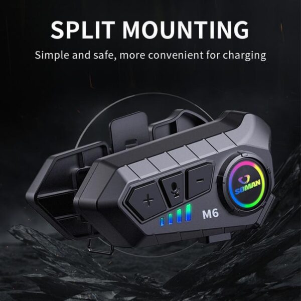 SOMAN Motorcycle Helmet Bluetooth Headset Stereo Voice Microphone, M6-Hard Mic, M6-Soft Mic - Afbeelding 12