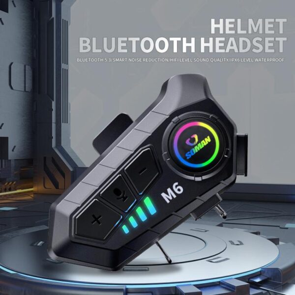 SOMAN Motorcycle Helmet Bluetooth Headset Stereo Voice Microphone, M6-Hard Mic, M6-Soft Mic - Afbeelding 3