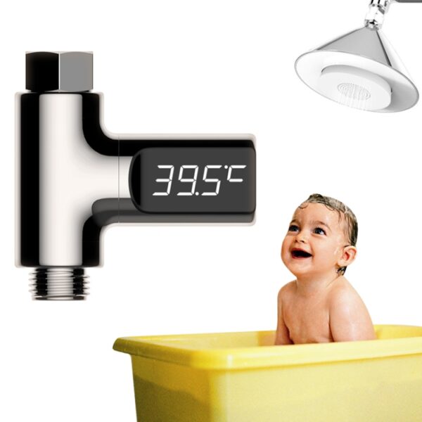 BD-LS-01 Babydouche 360 graden draaibaar LED-display Passieve waterthermometer, Plating, White