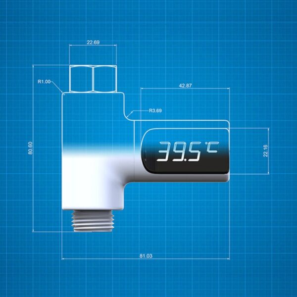 BD-LS-01 Babydouche 360 graden draaibaar LED-display Passieve waterthermometer, Plating, White - Afbeelding 4