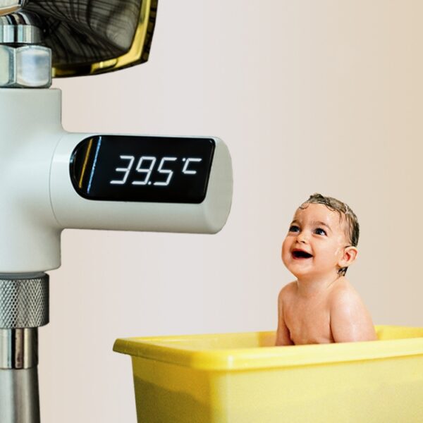 BD-LS-01 Babydouche 360 graden draaibaar LED-display Passieve waterthermometer, Plating, White - Afbeelding 10