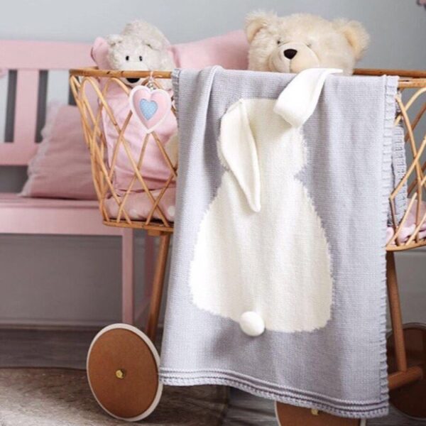 Konijnpatroon stereoscopische oren baby gebreide deken, Rabbit Pattern - Afbeelding 2