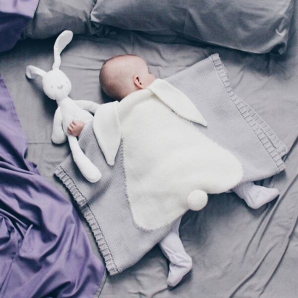 Konijnpatroon stereoscopische oren baby gebreide deken, Rabbit Pattern - Afbeelding 3