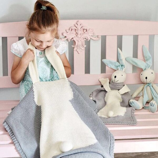 Konijnpatroon stereoscopische oren baby gebreide deken, Rabbit Pattern - Afbeelding 5