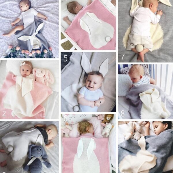 Konijnpatroon stereoscopische oren baby gebreide deken, Rabbit Pattern - Afbeelding 7