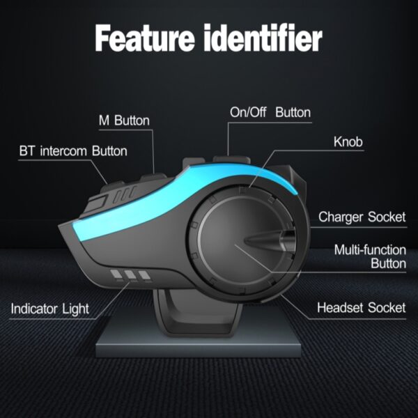 Hysnox HY-02 Bluetooth 5.0 Motorhelm Headset 2000M 6 Rijders Intercom Headset - Afbeelding 2