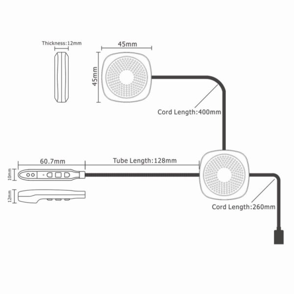 T2 Bluetooth V5.0 Helm-headset 5V voor motorrijden met anti-interferentiemicrofoon - Afbeelding 5