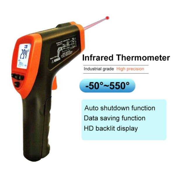 DT -8380 infraroodthermometer, temperatuurbereik: -50 -550 graden Celsius, afstandsbereik: 35 cm - Afbeelding 4